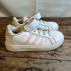 Adidas 11K Court Shoes White with Iridescent Stripes
